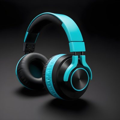 A Pair Of Turquoise And Black Wireless Headphones With A Padded Headband And Earcups Isolated On A Black Background 19 C8f7