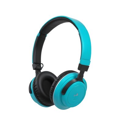A Pair Of Turquoise And Black Wireless Headphones With A Padded Headband And Earcups Isolated On A Black Background 35 8454
