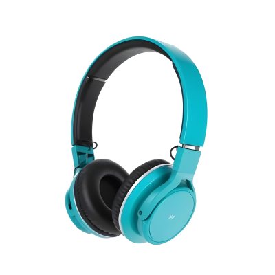 A Pair Of Turquoise And Black Wireless Headphones With A Padded Headband And Earcups Isolated On A Black Background 36 C459
