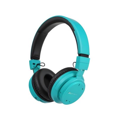 A Pair Of Turquoise And Black Wireless Headphones With A Padded Headband And Earcups Isolated On A Black Background 37 6e4f