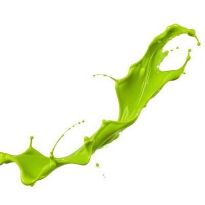 A Splash Of Vibrant Green Paint Frozen In Mid Air Creating Dynamic Curves And Droplets Against A Stark Green Background 15 Ec74