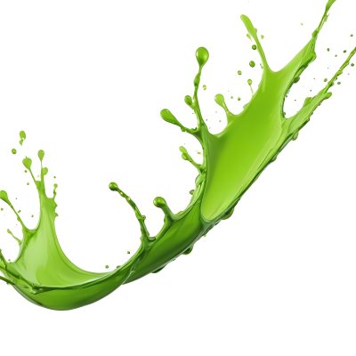 A Splash Of Vibrant Green Paint Frozen In Mid Air Creating Dynamic Curves And Droplets Against A Stark Green Background 20 36da