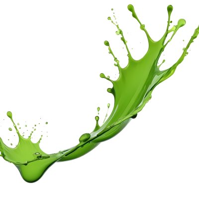A Splash Of Vibrant Green Paint Frozen In Mid Air Creating Dynamic Curves And Droplets Against A Stark Green Background 8 491c