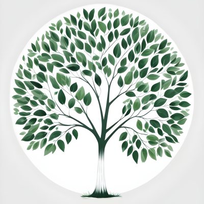 A Tree With A White Trunk And Green Leaves The Leaves Are Arranged In A Circular Pattern The Background Is White The Style Is Simple And Clean 22 4779