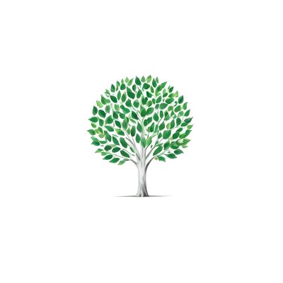 A Tree With A White Trunk And Green Leaves The Leaves Are Arranged In A Circular Pattern The Background Is White The Style Is Simple And Clean 23 Ad4a