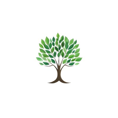 A Tree With A White Trunk And Green Leaves The Leaves Are Arranged In A Circular Pattern The Background Is White The Style Is Simple And Clean 25 7445