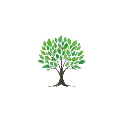A Tree With A White Trunk And Green Leaves The Leaves Are Arranged In A Circular Pattern The Background Is White The Style Is Simple And Clean 28 4160