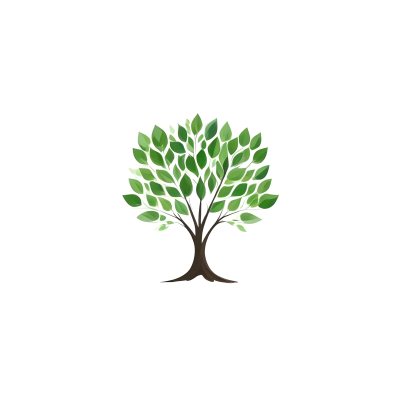 A Tree With A White Trunk And Green Leaves The Leaves Are Arranged In A Circular Pattern The Background Is White The Style Is Simple And Clean 29 326d