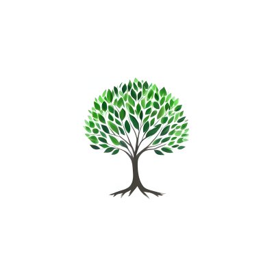 A Tree With A White Trunk And Green Leaves The Leaves Are Arranged In A Circular Pattern The Background Is White The Style Is Simple And Clean 30 Bf3f
