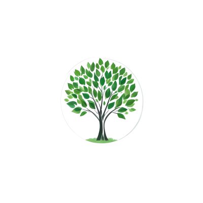 A Tree With A White Trunk And Green Leaves The Leaves Are Arranged In A Circular Pattern The Background Is White The Style Is Simple And Clean 33 C185