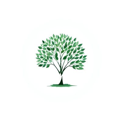A Tree With A White Trunk And Green Leaves The Leaves Are Arranged In A Circular Pattern The Background Is White The Style Is Simple And Clean 35 Abb6