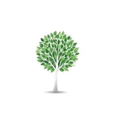 A Tree With A White Trunk And Green Leaves The Leaves Are Arranged In A Circular Pattern The Background Is White The Style Is Simple And Clean 40 77ee
