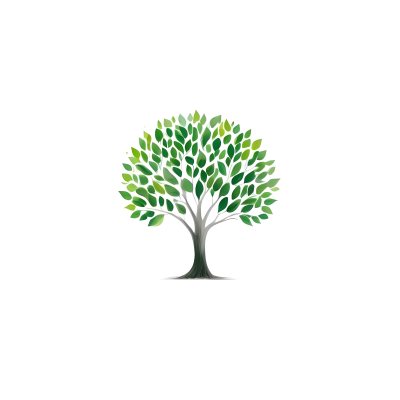A Tree With A White Trunk And Green Leaves The Leaves Are Arranged In A Circular Pattern The Background Is White The Style Is Simple And Clean 43 5b82