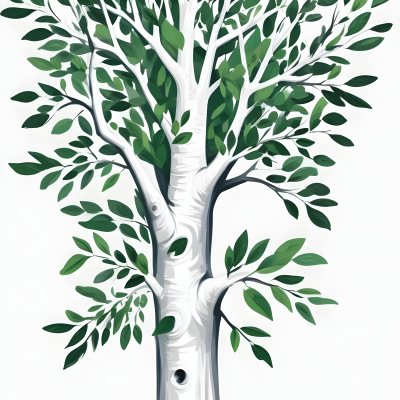 A Tree With Green Leaves And A White Trunk Isolated On A White Background Minimalist Design Nature Inspired Clean Lines Vibrant Colors Eco Friendly Concept 251 31a4