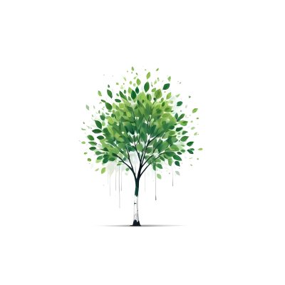 A Tree With Green Leaves And A White Trunk Isolated On A White Background Minimalist Design Nature Inspired Clean Lines Vibrant Colors Eco Friendly Concept 253 Ebd9