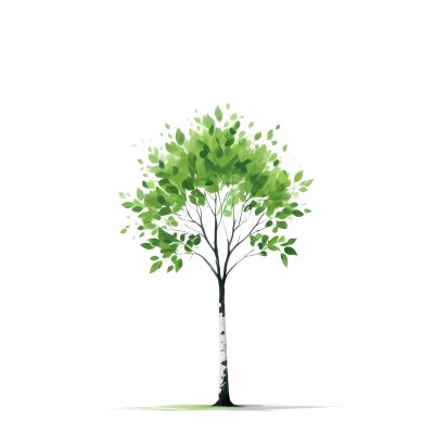 A Tree With Green Leaves And A White Trunk Isolated On A White Background Minimalist Design Nature Inspired Clean Lines Vibrant Colors Eco Friendly Concept 258 D044