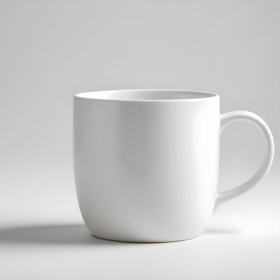 A White Ceramic Mug With A Handle On A White Surface Minimalist Style Clean And Simple Design Soft Lighting Plain White Background 17 561c