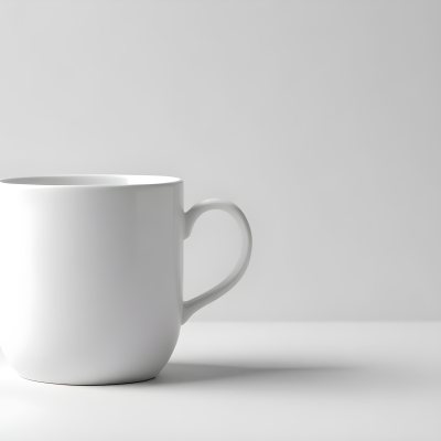 A White Ceramic Mug With A Handle On A White Surface Minimalist Style Clean And Simple Design Soft Lighting Plain White Background 18 A7c6