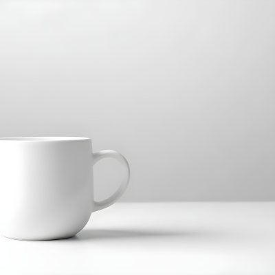 A White Ceramic Mug With A Handle On A White Surface Minimalist Style Clean And Simple Design Soft Lighting Plain White Background 4 1b62