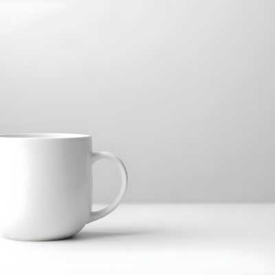 A White Ceramic Mug With A Handle On A White Surface Minimalist Style Clean And Simple Design Soft Lighting Plain White Background 6 8dd2