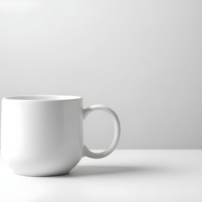 A White Ceramic Mug With A Handle On A White Surface Minimalist Style Clean And Simple Design Soft Lighting Plain White Background 7 A971