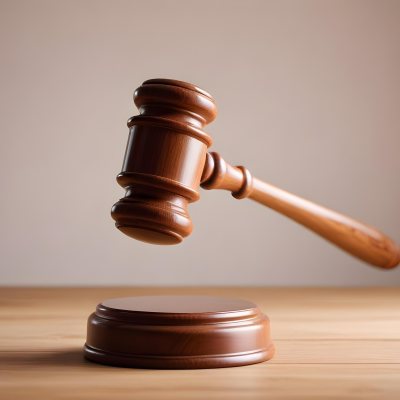 A Wooden Gavel On A Wooden Surface The Gavel Is Brown And Shiny The Background Is White And Blurred The Lighting Is Bright 2 6dd2