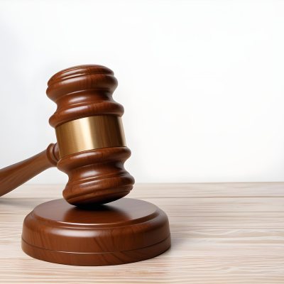 A Wooden Gavel On A Wooden Surface The Gavel Is Brown And Shiny The Background Is White And Blurred The Lighting Is Bright 20 E102