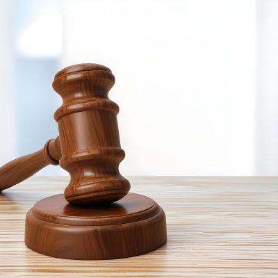 A Wooden Gavel On A Wooden Surface The Gavel Is Brown And Shiny The Background Is White And Blurred The Lighting Is Bright 21 D2f4