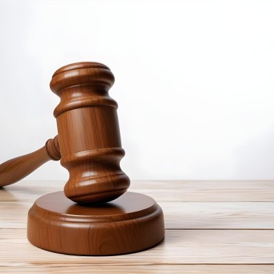 A Wooden Gavel On A Wooden Surface The Gavel Is Brown And Shiny The Background Is White And Blurred The Lighting Is Bright 23 32bf