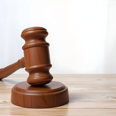 A Wooden Gavel On A Wooden Surface The Gavel Is Brown And Shiny The Background Is White And Blurred The Lighting Is Bright 28 E173