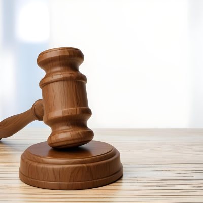 A Wooden Gavel On A Wooden Surface The Gavel Is Brown And Shiny The Background Is White And Blurred The Lighting Is Bright 31 42e2
