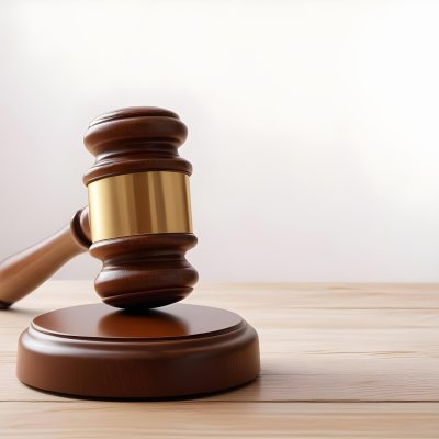 A Wooden Gavel On A Wooden Surface The Gavel Is Brown And Shiny The Background Is White And Blurred The Lighting Is Bright 32 A60e