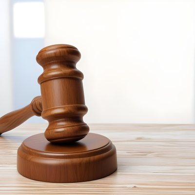 A Wooden Gavel On A Wooden Surface The Gavel Is Brown And Shiny The Background Is White And Blurred The Lighting Is Bright 7 982c