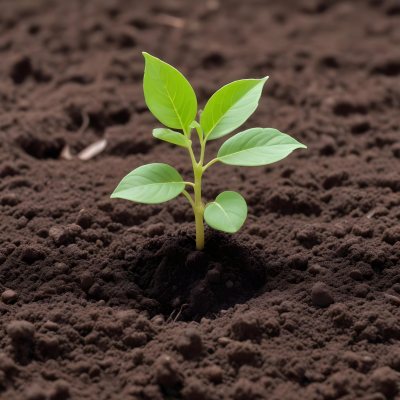 A Young Green Plant Sprouting From Soil With Several Fresh Leaves 11 6420