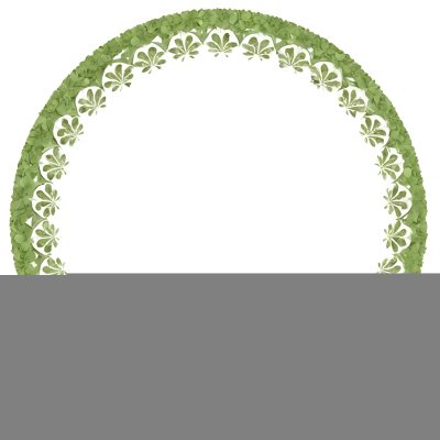 Circular Frame With Green Floral Pattern And Floral Border Three White Roses With Green Leaves At The Bottom White Background 48 7d8b 4e59