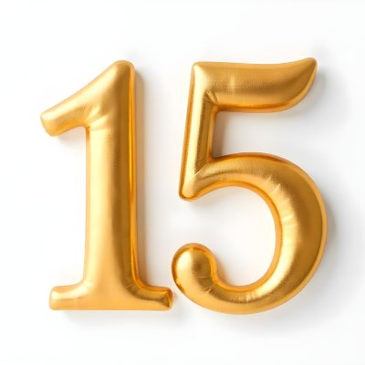 Golden Number Fifteen On A White Background Smooth Surface Metallic Material Studio Lighting High Resolution Clean Design Elegant Typography Minimalist Composition 13 8132