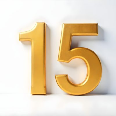 Golden Number Fifteen On A White Background Smooth Surface Metallic Material Studio Lighting High Resolution Clean Design Elegant Typography Minimalist Composition 3 3b88