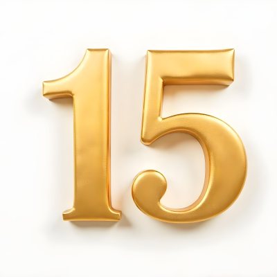 Golden Number Fifteen On A White Background Smooth Surface Metallic Material Studio Lighting High Resolution Clean Design Elegant Typography Minimalist Composition 5 81f8