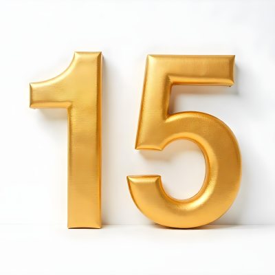 Golden Number Fifteen On A White Background Smooth Surface Metallic Material Studio Lighting High Resolution Clean Design Elegant Typography Minimalist Composition 8 D6e2