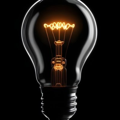 Light Bulb With Glowing Filament On A Black Background The Bulb Is Clear And The Filament Is Bright Orange 13 69c6
