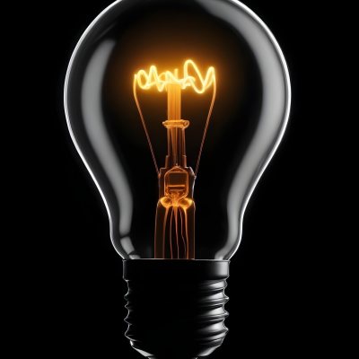 Light Bulb With Glowing Filament On A Black Background The Bulb Is Clear And The Filament Is Bright Orange 18 Bd0b