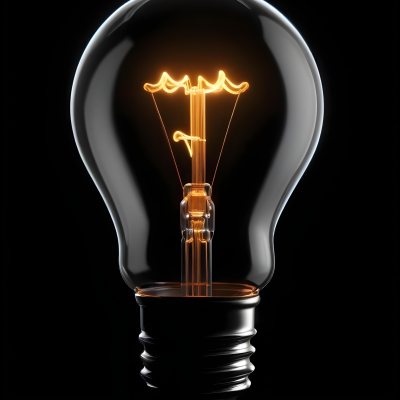 Light Bulb With Glowing Filament On A Black Background The Bulb Is Clear And The Filament Is Bright Orange 19 8db5