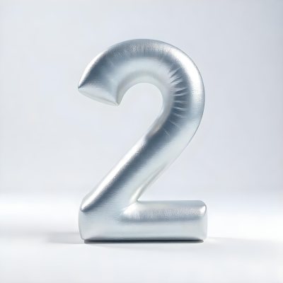 Silver Number Two With A Metallic Texture Casting A Soft Shadow On A White Surface Simple And Clean Design Studio Lighting 19 A1d8