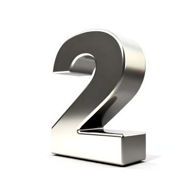 Silver Number Two With A Metallic Texture Casting A Soft Shadow On A White Surface Simple And Clean Design Studio Lighting 23 0ab9
