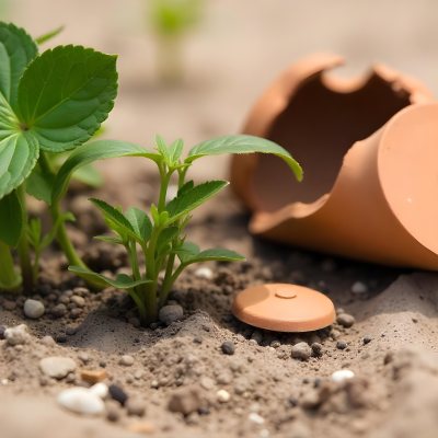 Young Green Plants Sprouting From Soil With A Broken Terracotta Pot In The Background 11 5dfa