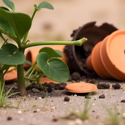 Young Green Plants Sprouting From Soil With A Broken Terracotta Pot In The Background 12 Bf4c