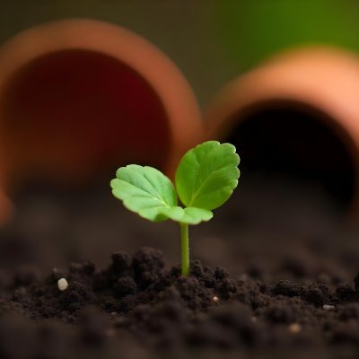 Young Green Plants Sprouting From Soil With A Broken Terracotta Pot In The Background 2 F468