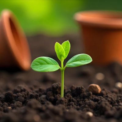 Young Green Plants Sprouting From Soil With A Broken Terracotta Pot In The Background 5 08d3