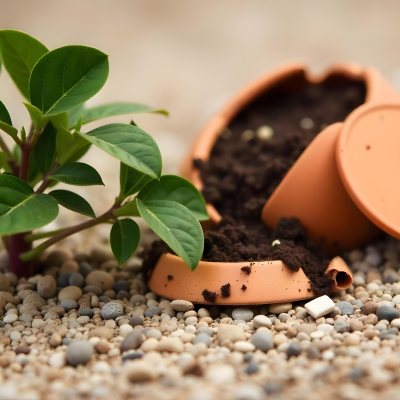 Young Green Plants Sprouting From Soil With A Broken Terracotta Pot In The Background 8 66a0