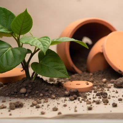 Young Green Plants Sprouting From Soil With A Broken Terracotta Pot In The Background 9 Da46